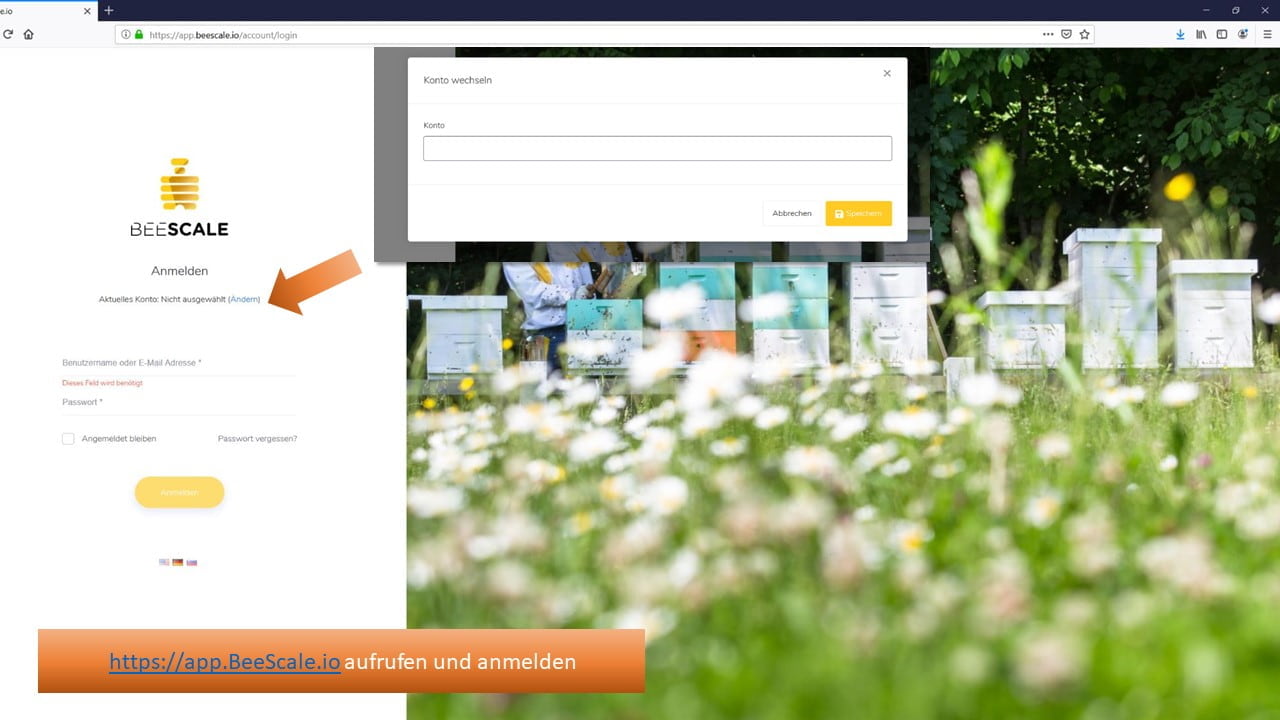Login to the beehive scale web portal